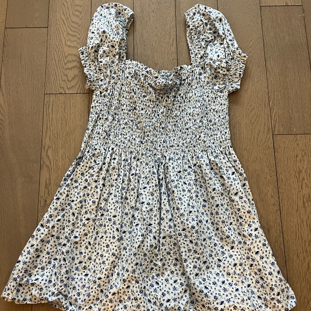 Floral Blue and White Dress